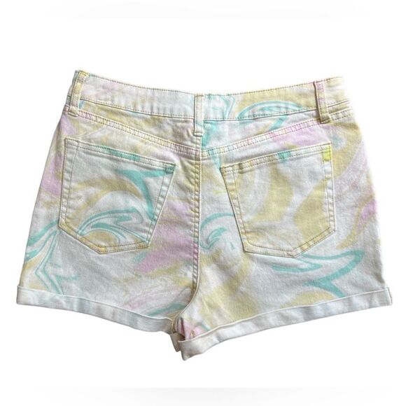 Tinseltown high waist pastel swirl jean shorts size 9 - Picture 2 of 11